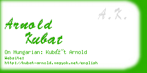 arnold kubat business card